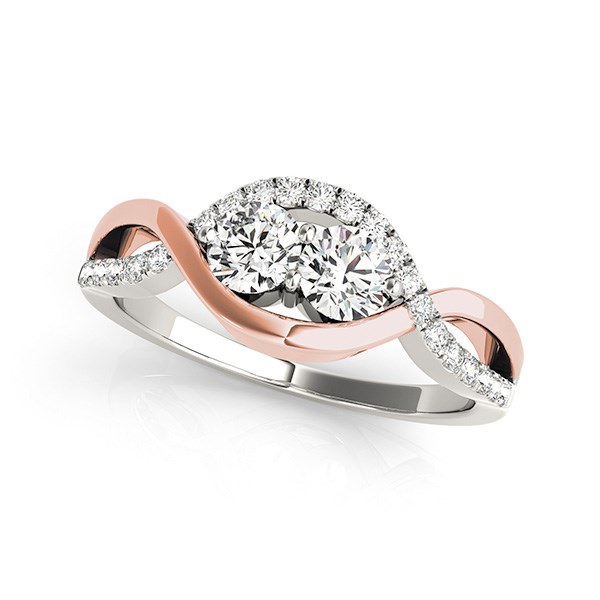 14k White And Rose Gold Infinity Style Two Stone Diamond Ring (5/8 cttw)