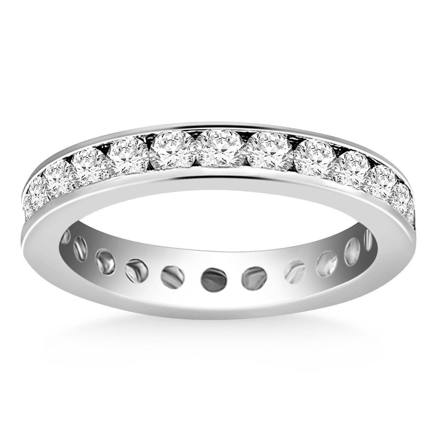 14k White Gold Eternity Ring with Channel Set Round Diamonds