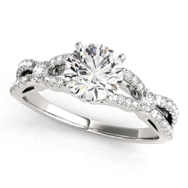 14k White Gold Diamond Engagement Ring with Multirow Split Shank (1 1/4 cttw)
