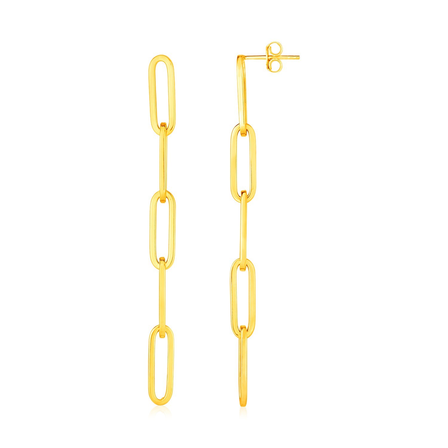 14K Yellow Gold Five Link Paperclip Chain Earrings